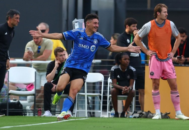 Matias Coccaro celebrates after scoring Montreal's second goal in Sunday's 3-2 win over Inter Miami. ©AFP