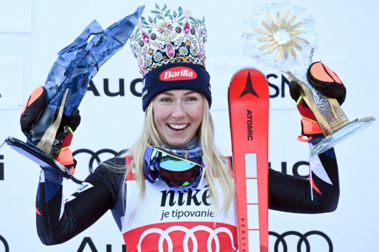 Mikaela Shiffrin has been out of action since crashing on the Olympia delle Tofane course at the end of January . ©AFP