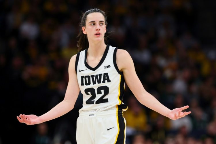 University of Iowa guard Caitlin Clark, the top men's or women's all-time US major college basketball scorer, plays her final games for the Hawkeyes before taking her iconic talents to the Women's NBA. ©AFP