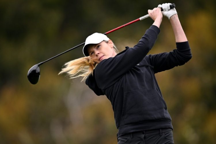 Canada's Maude-Aimee Leblanc on the way to the first-round lead in the LPGA Seri Pak Championship in Los Angeles. ©AFP