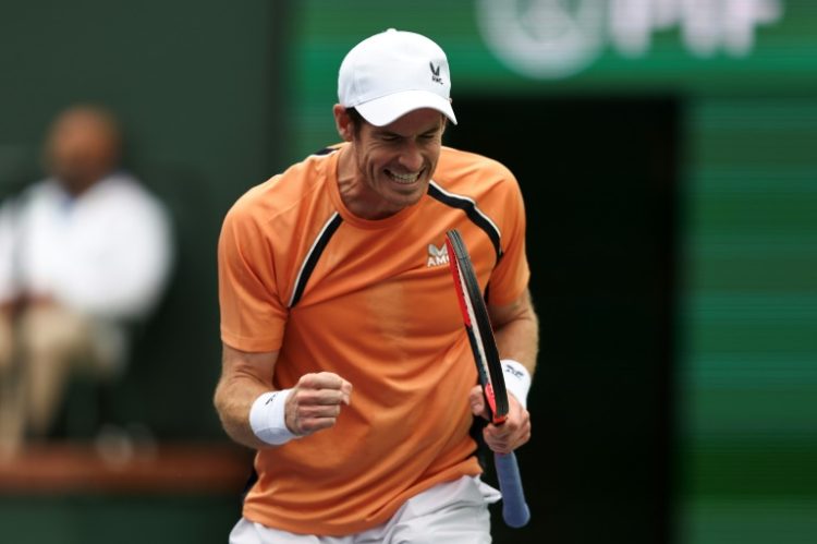 Britain's Andy Murray celebrates after defeating David Goffin of Belgium in the first round of the Indian Wells WTA-ATP Masters. ©AFP