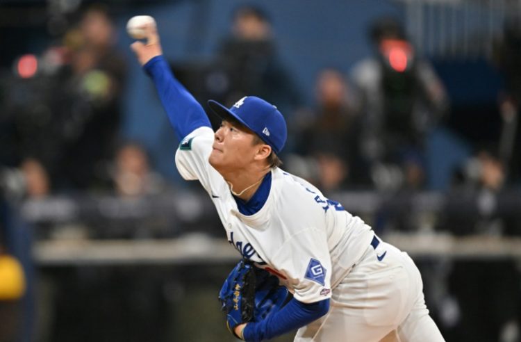 Yoshinobu Yamamoto lasted just one inning in his Major League Baseball debut for the Los Angeles Dodgers against the San Diego Padres on Thursday. ©AFP