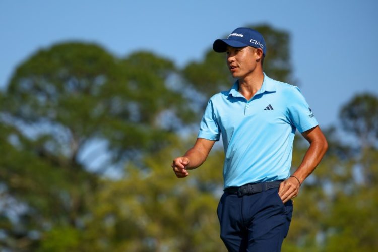 Collin Morikawa reacts after making a birdie on the 17th hole during the first round of the RBC Heritage at Harbour Town Golf Links on Hilton Head Island, South Carolina. ©AFP