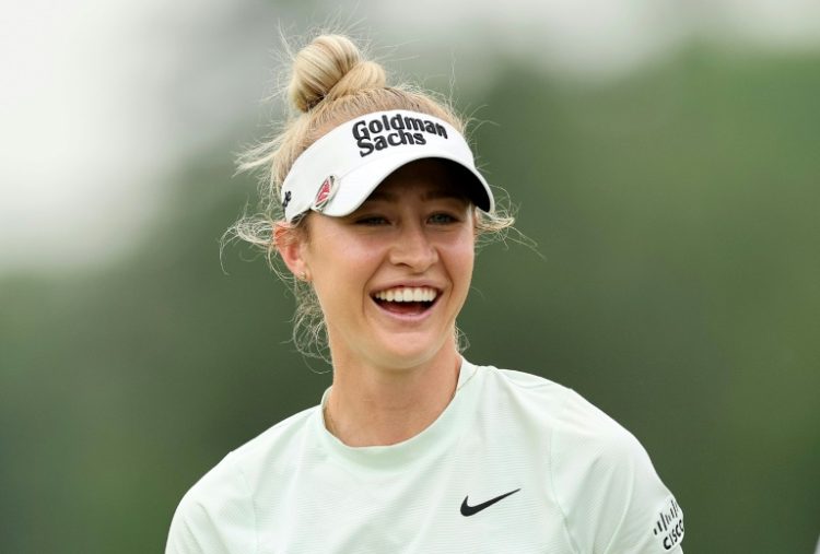 World number one Nelly Korda has a laugh during practice for the LPGA's Chevron Championship, first women's major of the year. ©AFP