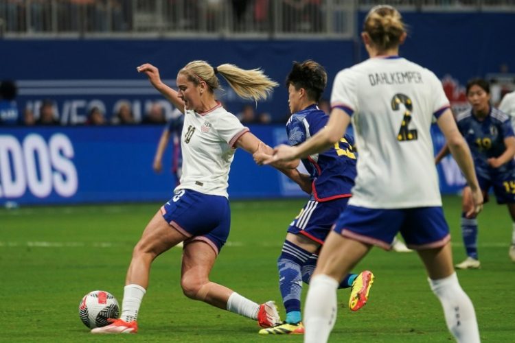 USA's Lindsey Horan controls the ball during the SheBelieves Cup semifinal match between USA and Japan at Mercedes-Benz Stadium in Atlanta on Saturday.. ©AFP