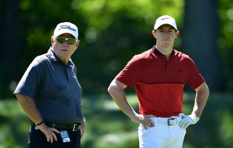 Four-time major winner Rory McIlroy, right, made a visit to veteran coach Butch Harmon, left, and will test the lessons he learned to this week's PGA Texas Open with an eye to next week's Masters. ©AFP