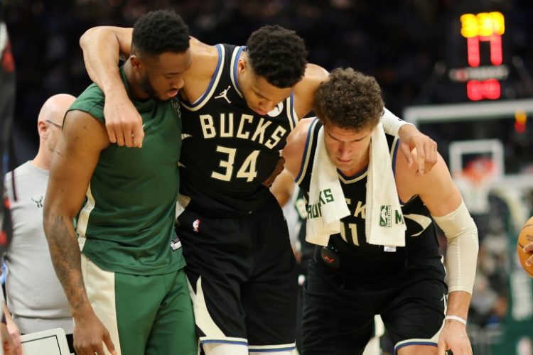 Giannis Antetokounmpo will miss the final three games of the regular season after injuring his calf in Milwaukee's win over Boston. ©AFP