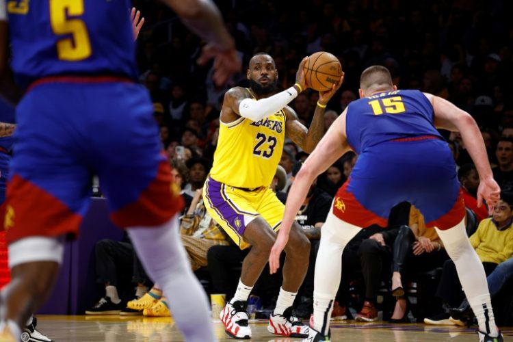 LeBron James of the Los Angeles Lakers in the third quarter of the Lakers' win over the Denver Nuggets in game three of their NBA Western Conference first round playoff series. ©AFP