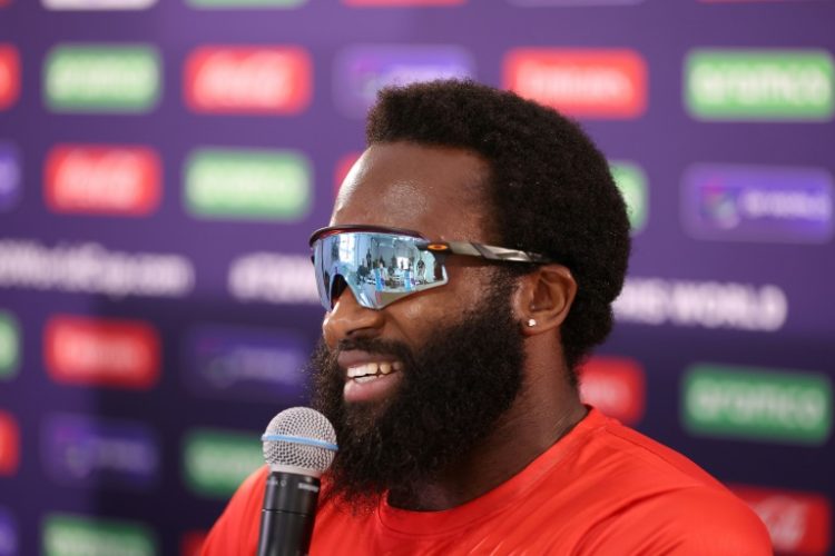 Aaron Jones of the USA speaks to the media ahead of Saturday's T20 World Cup opener against Canada.. ©AFP