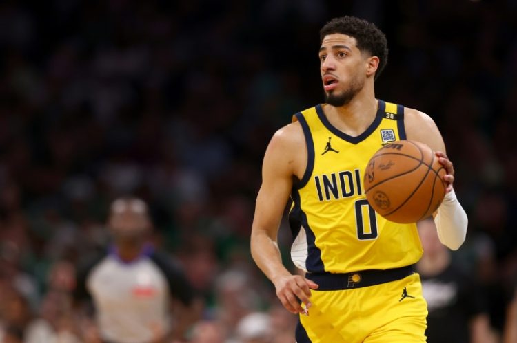 Indiana's Tyrese Haliburton is questionable for game three of the NBA Eastern Conference finals against Boston with a sore left hamstring. ©AFP