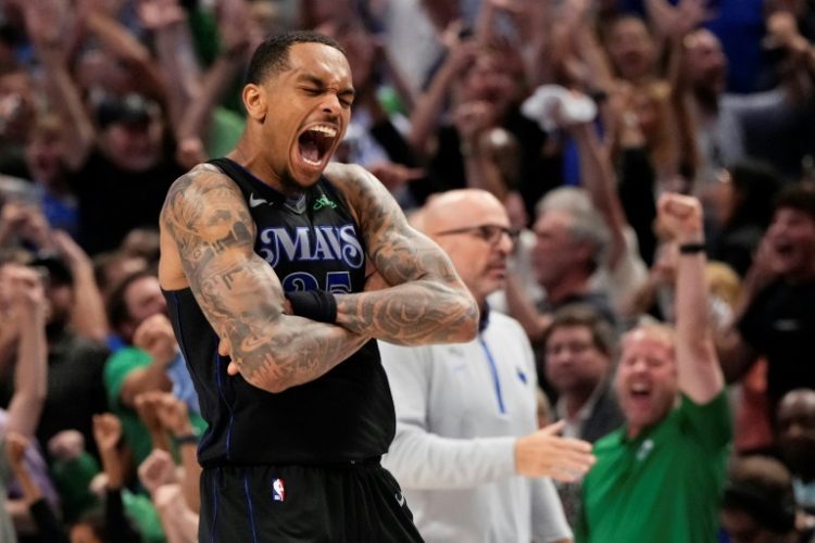 P.J. Washington of the Dallas Mavericks reacts during the fourth quarter of the Mavericks' series-clinching victory over the Oklahoma City Thunder in the NBA playoffs. ©AFP