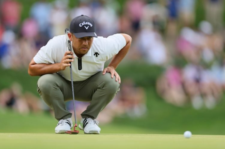 Xander Schauffele clung to a one-stroke lead as he began the back nine in the third round of the PGA Championship. ©AFP