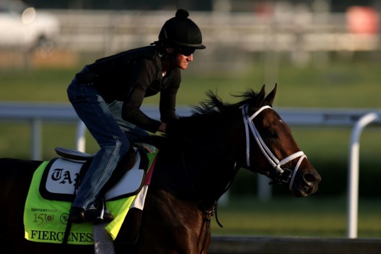 Kentucky Derby oddsmakers darling Fierceness trains at Churchill Downs ahead of Saturday's 150th "Run for the Roses". ©AFP