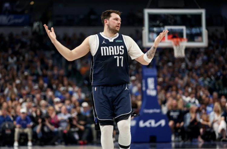 Luka Doncic of the Dallas Mavericks reacts during the Mavs' loss to the Los Angeles Clippers in game four of their NBA Western Conference first round playoff series. ©AFP