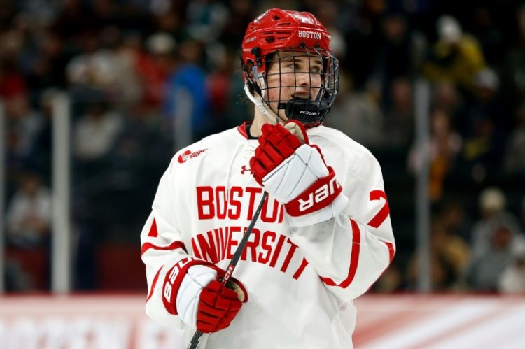 Teen Macklin Celebrini of the Boston University Terriers is expected to be taken with the top pick in next month's NHL Draft, which went to san Jose in the NHL Draft Lottery. ©AFP