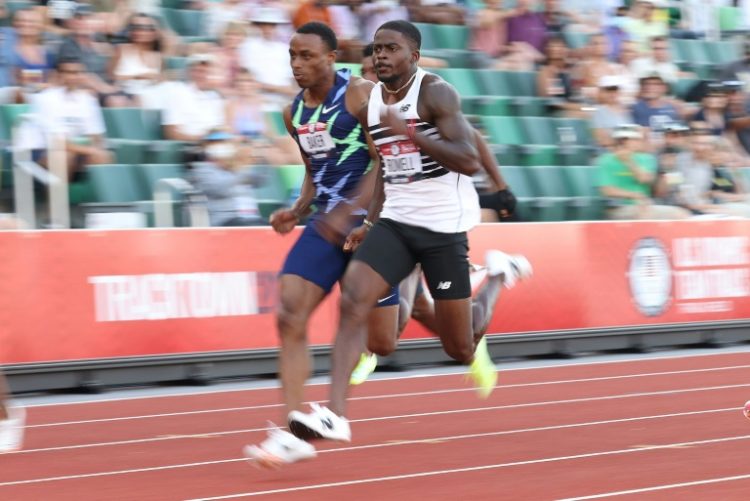 Trayvon Bromell (right) competing in 2021 at the US Olympic trials. ©AFP