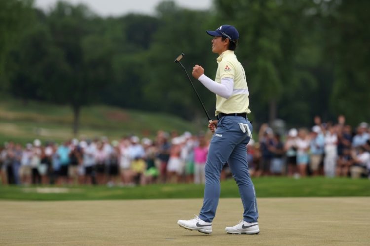 Japan's Yuka Saso celebrates after holing a putt at the 72nd hole on the way to victory in the US Women's Open. ©AFP