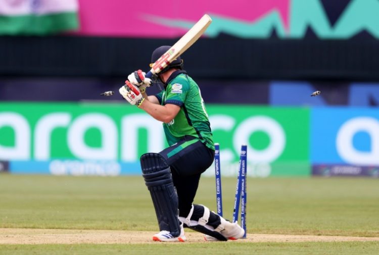 Josh Little of Ireland is bowled by India's Jasprit Bumrah during Wednesday's match in the T20 World Cup.. ©AFP