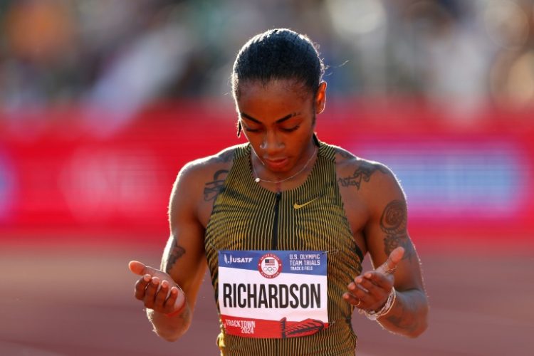 Sha'Carri Richardson failed to qualify for a chance at a sprint double at the Paris Olympics by missing out in the 200 at the US trials. ©AFP