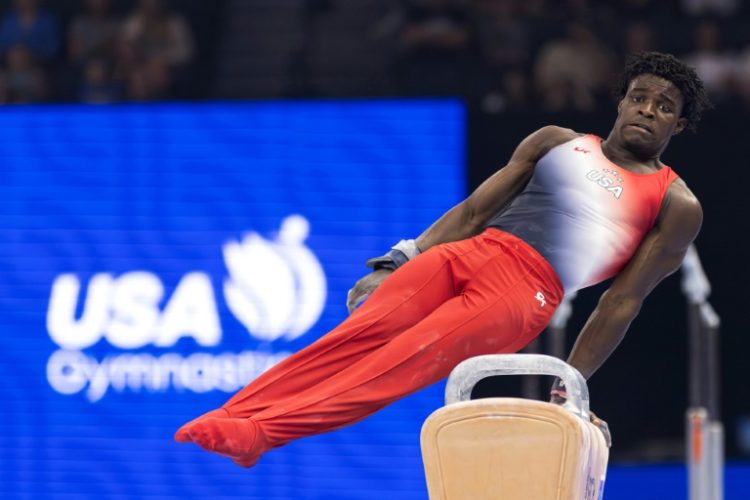 Frederick Richard competes on pommel horse at the US Olympic gymnastics trials. ©AFP