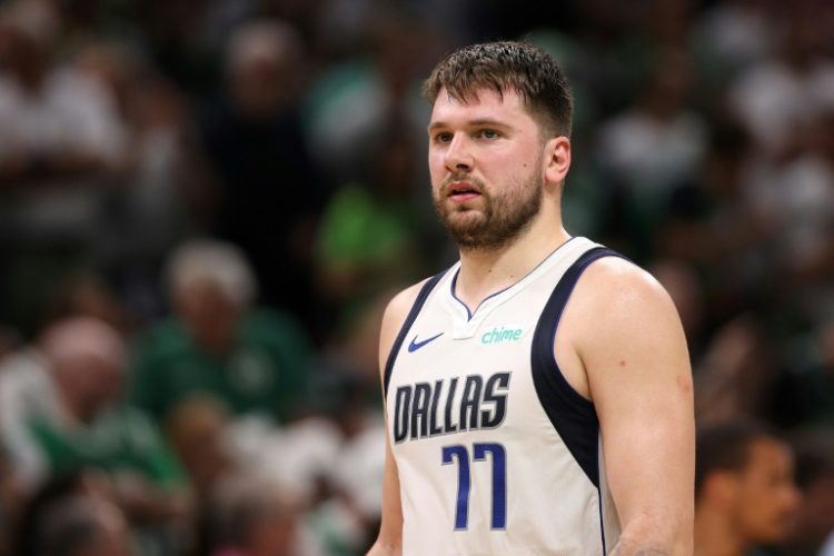 Dallas star Luka Doncic looks on during the Mavs' season-ending loss to the Boston Celtics in game five of the NBA Finals. ©AFP