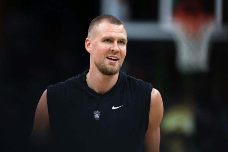 Boston Celtics power forward Kristaps Porzingis was ruled out of game three of the NBA Finals against Dallas with a left leg injury. ©AFP