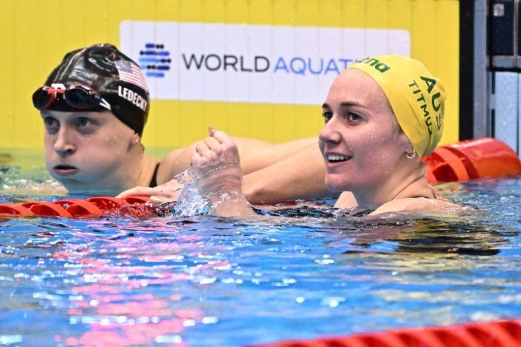 Katie Ledecky (L) likes her chances against Australia's Ariarne Titmus (R) in the 40m freestyle. ©AFP