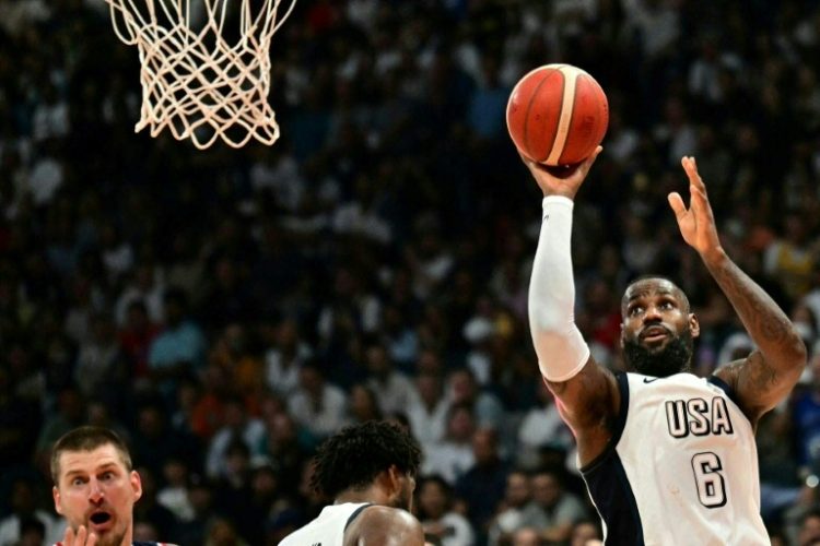 LeBron James in action during the pre-Olympics Basketball Showcase match between the United States and Serbia in Abu Dhabi. ©AFP