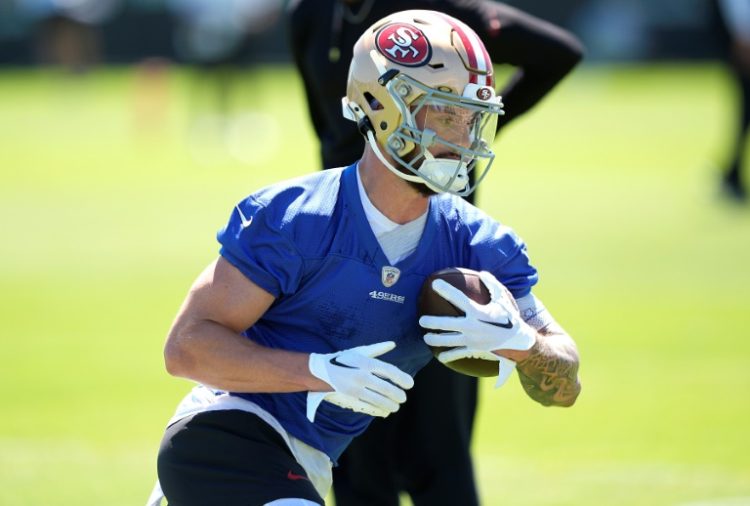 Ricky Pearsall of the San Francisco 49ers works out during mini camp on June 05, 2024 in Santa Clara, California.   . ©AFP