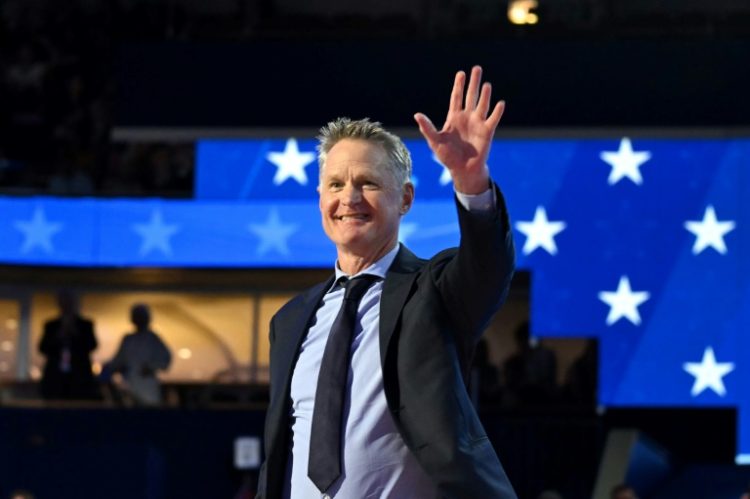 Golden State Warriors and Team USA head coach Steve Kerr took a dig at Donald Trump during his speech on Monday night. ©AFP