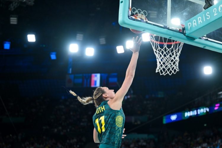 Australia's Alanna Smith rises for a layup in a quarter-final victory over Serbia in the Olympic women's basketball tournament. ©AFP