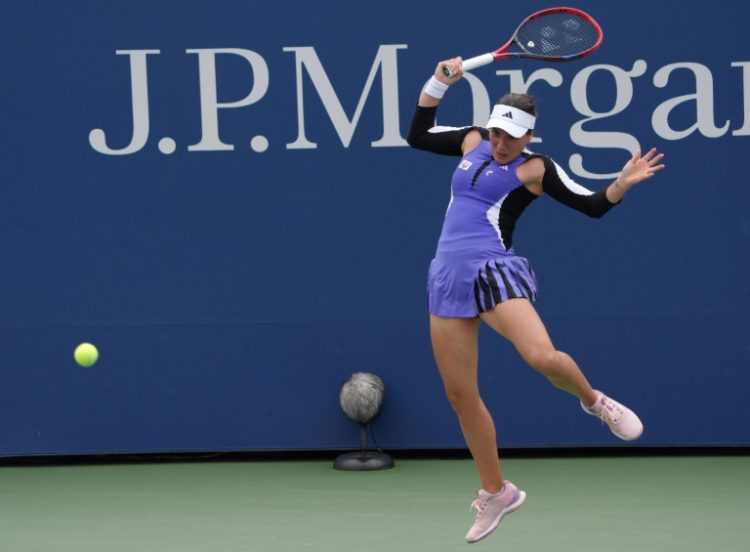 Breakthrough: Romania's Elena-Gabriela Ruse on the way to an upset win over Wimbledon champion Barbora Krejcikova in the second round of the US Open. ©AFP