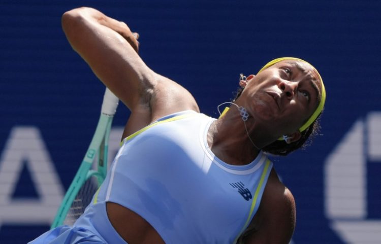 Defending champion Coco Gauff serves on the way to a US Open first-round victory over Varvara Gracheva. ©AFP