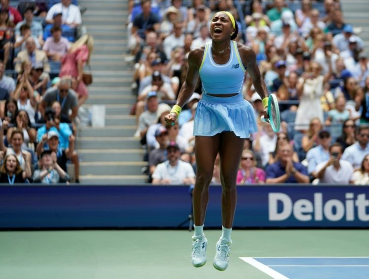 Defending champion Coco Gauff celebrates her US Open victory over Elina Svitolina. ©AFP