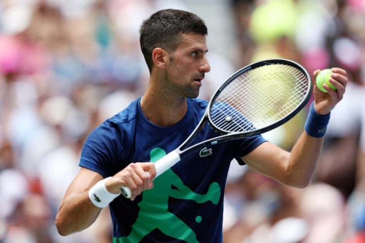 Defending champion Novak Djokovic of Serbia practices before the US Open tennis championships. ©AFP