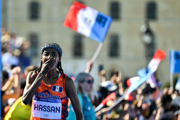 Sifan Hassan could scarcely believe her achievement after winning the Olympic women's marathon. ©AFP