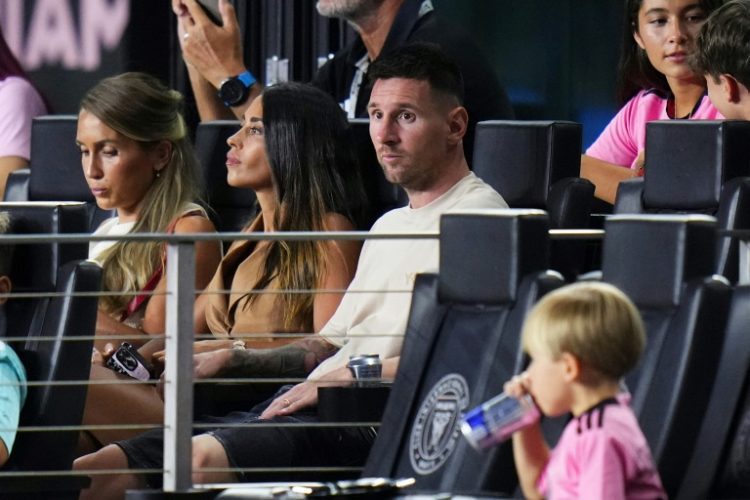 Lionel Messi will continue to watch his club, defending Leagues Cup champion Inter Miami, from the stands . ©AFP