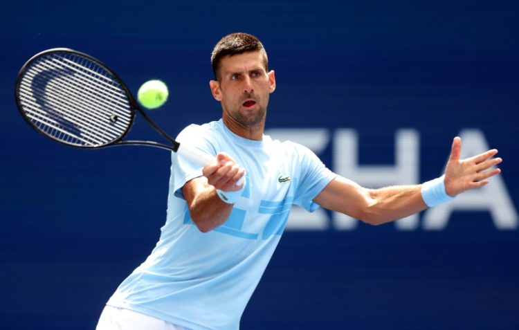 Defending champion Novak Djokovic practices ahead of the US Open tennis championships. ©AFP