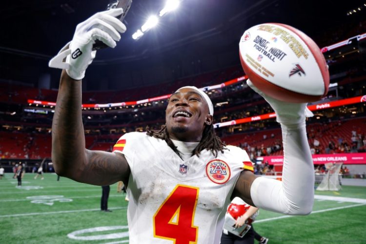 Kansas City Chiefs receiver Rashee Rice has a suspected ACL tear. ©AFP