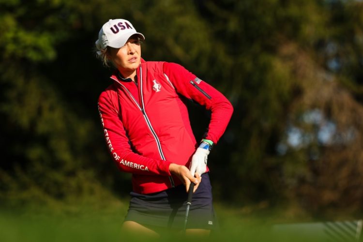 Top-ranked Nelly Korda of the United States watches her tee shot during a practice round for the 19th Solheim Cup. ©AFP