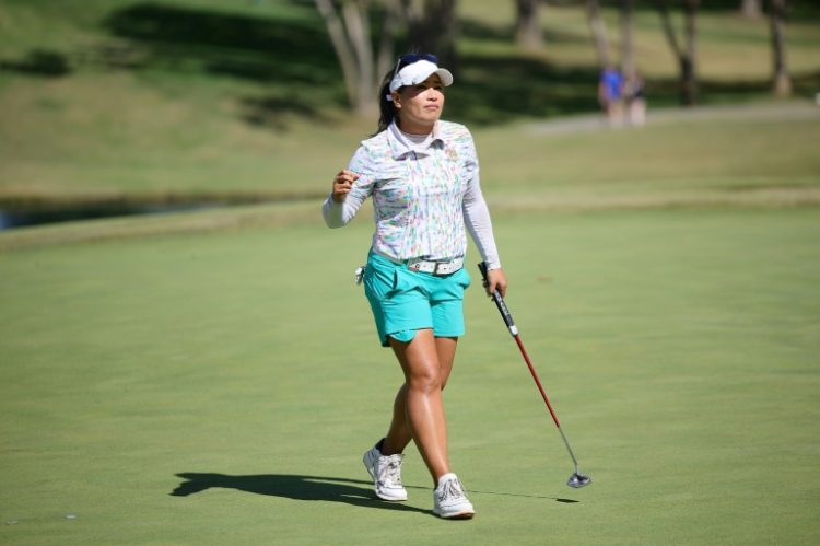 Thailand's Jasmine Suwannapura reacts to an eagle at the 72nd hole on the way to a playoff win in the LPGA NW Arkansas Championship. ©AFP