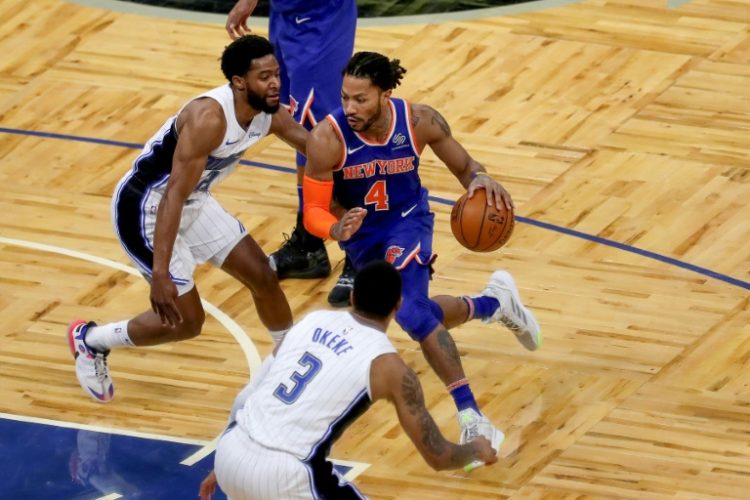 Derrick Rose, in action for the New York Knicks, announced his retirement from the NBA on Thursday.. ©AFP