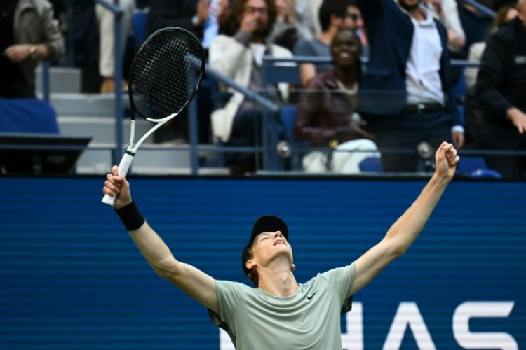 King of New York: Jannik Sinner reacts after winning the US Open on Sunday. ©AFP