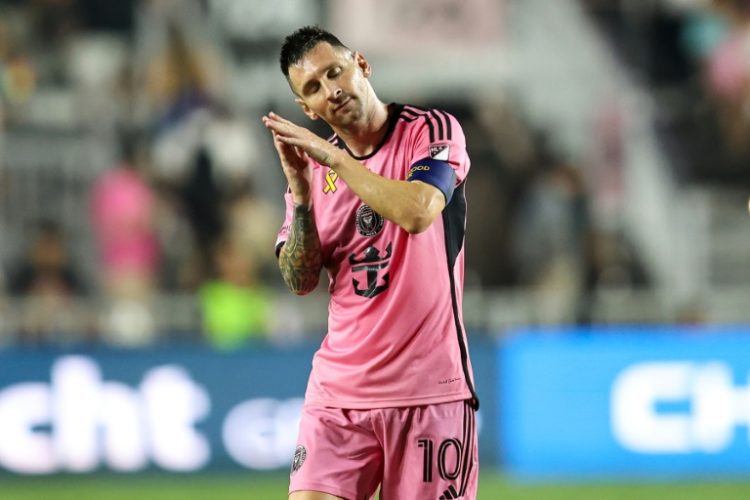 Lionel Messi celebrates his first goal in his return from injury for Inter Miami. ©AFP