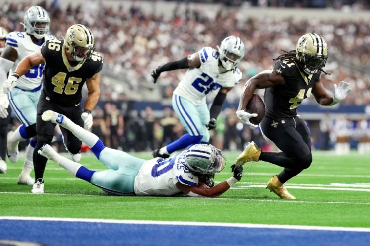 Alvin Kamara of New Orleans runs for a touchdown in the Saints' NFL victory over the Dallas Cowboys. ©AFP