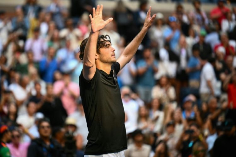 Breakthrough: Taylor Fritz celebrates after defeating Alexander Zverev. ©AFP