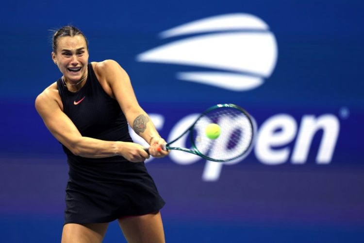 Power-packed: Aryna Sabalenka in action against Emma Navarro in the US Open semi-finals on Thursday. ©AFP