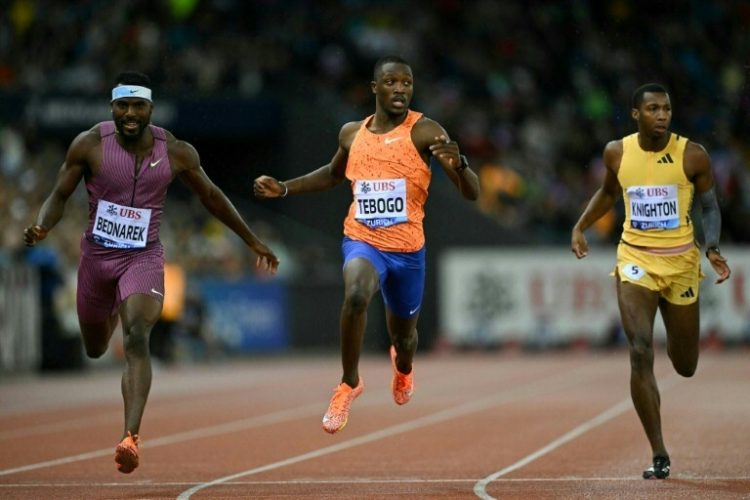 (From L) US athlete Kenneth Bednarek, Botswana's Letsile Tebogo and Erriyon Knighton of the United States . ©AFP