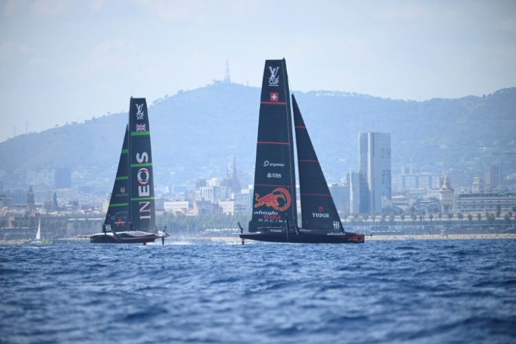 Britain's Ineos Britannia (L) will face off against Switzerland's Alinghi Red Bull (R) in the Louis Vuitton Cup semi-finals . ©AFP