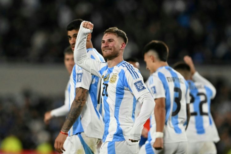 Argentina's midfielder Alexis Mac Allister celebrates scoring his team's opening goal in the 2026 World Cup qualifying win over Chile. ©AFP